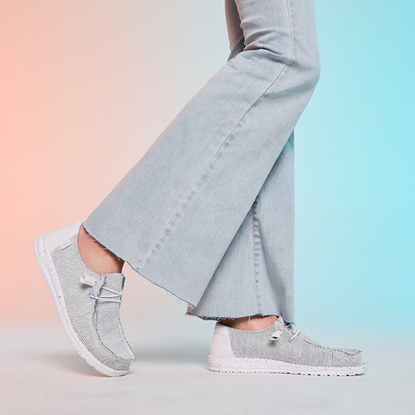 Main view of Womens Hey Dude Wendy Sox Slip On Casual Shoe - Stone White
